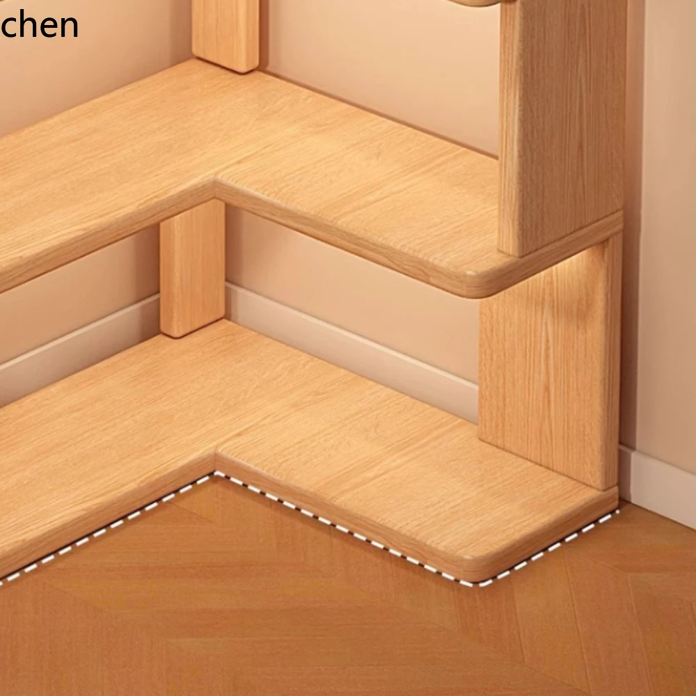 HT Wooden Corner Bookshelf Multi-layer Corner Cabinet Floor Rack Storage Shelf Bookshelf Storage Home