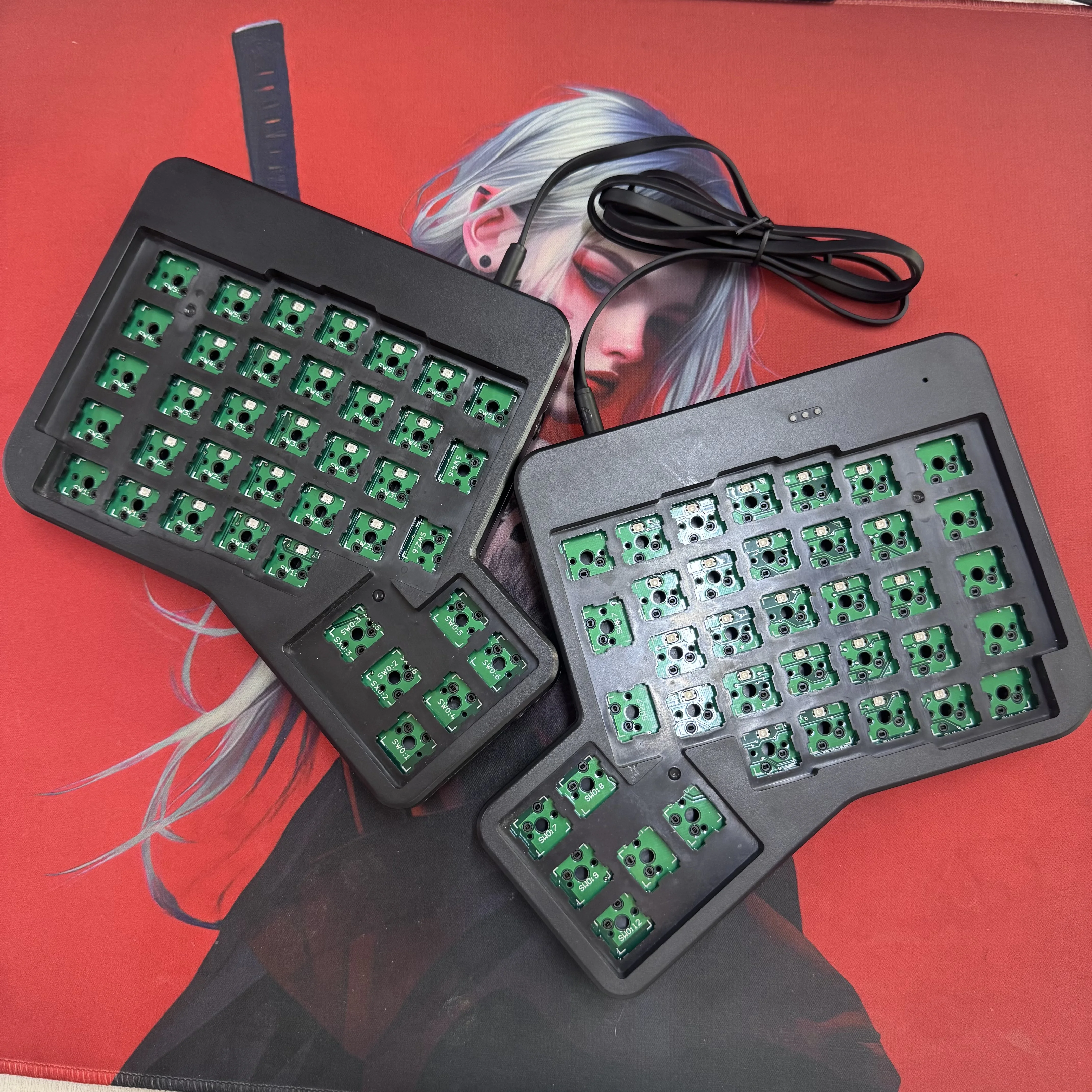 

Комплект разделенной клавиатуры Ergodox RGB VIA с возможностью горячей замены Cherry Switch, проводная игровая клавиатура, эргономичная механическая клавиатура, игровые аксессуары
