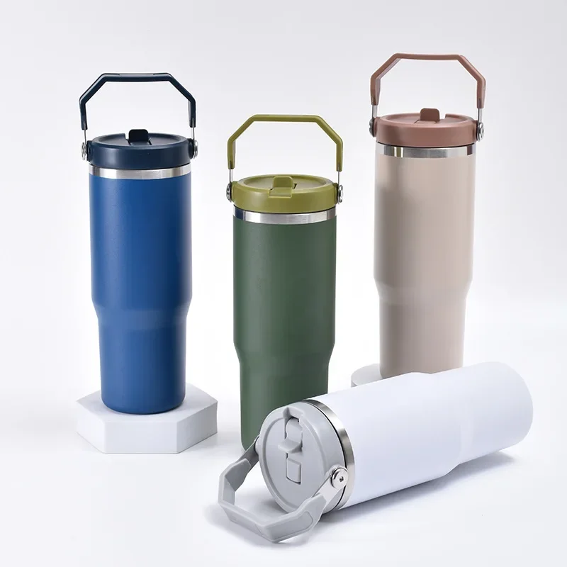 Hervidor de agua portátil para deportes al aire libre, taza de termo de acero inoxidable para coche, botella de agua para gimnasio al aire libre, 30/40oz