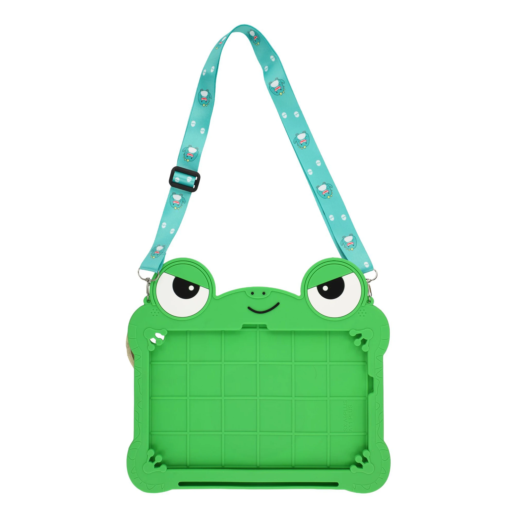 For Samsung Galaxy Tab A11+ / Tab A9+ Case Rotating Kickstand Cute Frog Design Silicone Tablet Cover with Lanyard