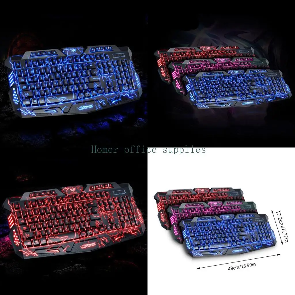 

K43B Gaming Keyboard Pattern Узор светодиодного освещенного триколорного подсветки для компьютерного компьютера ноутбука