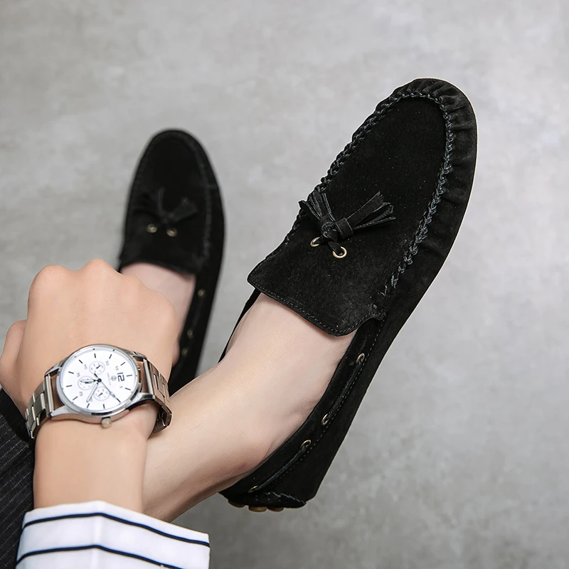 2022 Men Summer Loafer Fashion Suede Male Casual Shoes Mocasines Man British Style Driving Shoes Black Men Footwear Comfortable