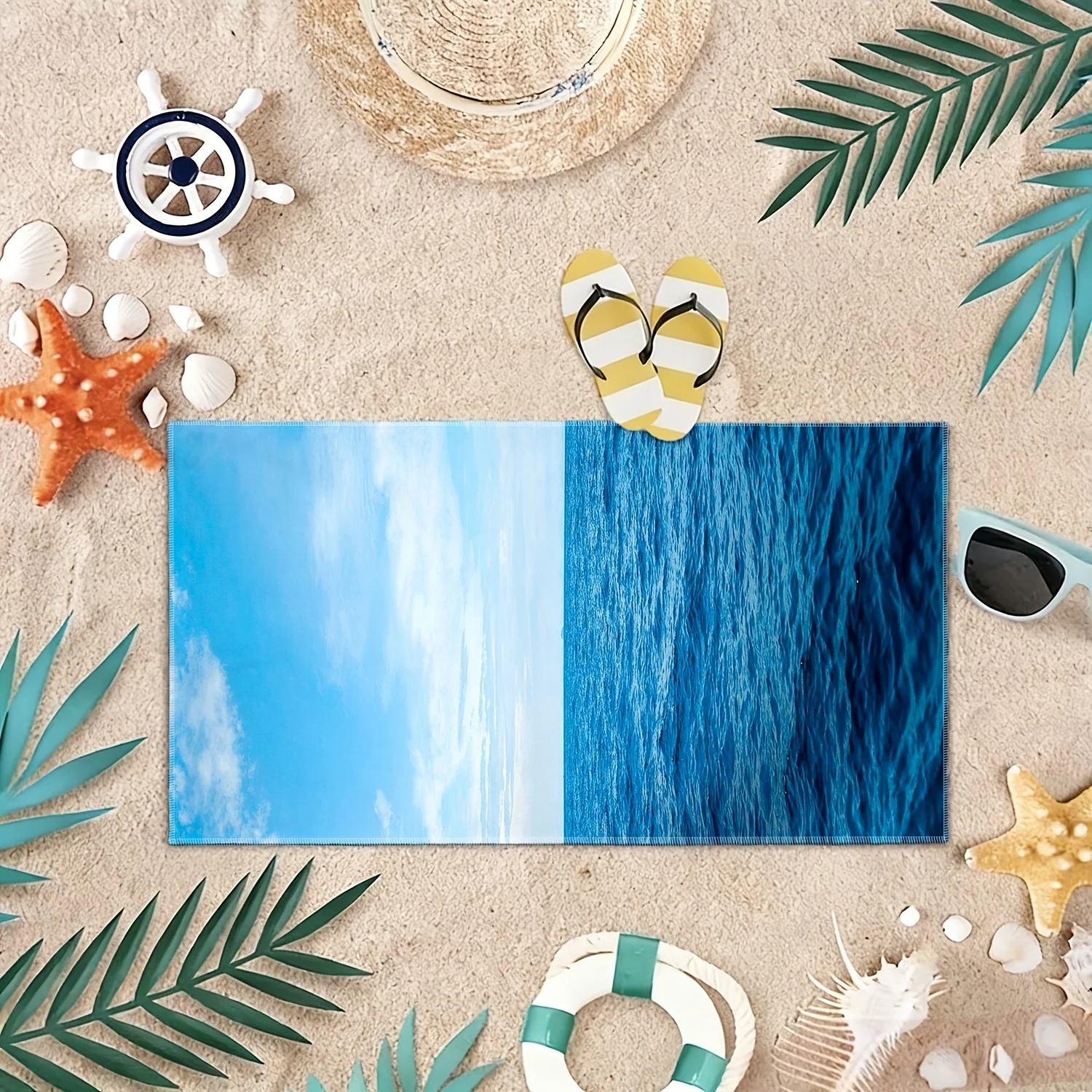 

Microfiber Beach Towel 2D Flat Printed Sand Free Quick Dry Bath Towel Summer Holiday Travel Pool Spa Lightweight Water Absorbent