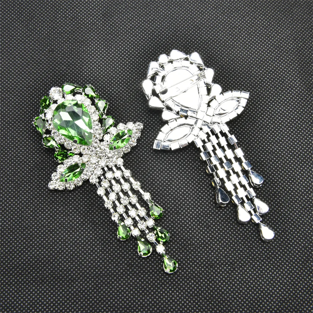 New Women Crystal Teardrop Tassel Lapel Pins Vintage Rhinestone Brooch for Suit Dress Wedding Birthday Party Gifts
