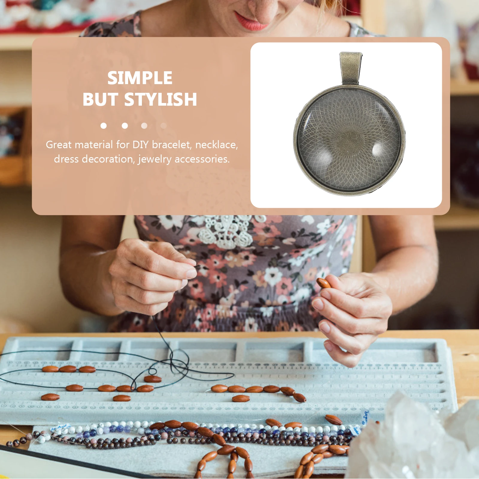 

Round Glass Pendant Silver Flat Bezel Trays for DIY Jewelry Making Photo Charms Craft Resin Accessories Round Cabochons