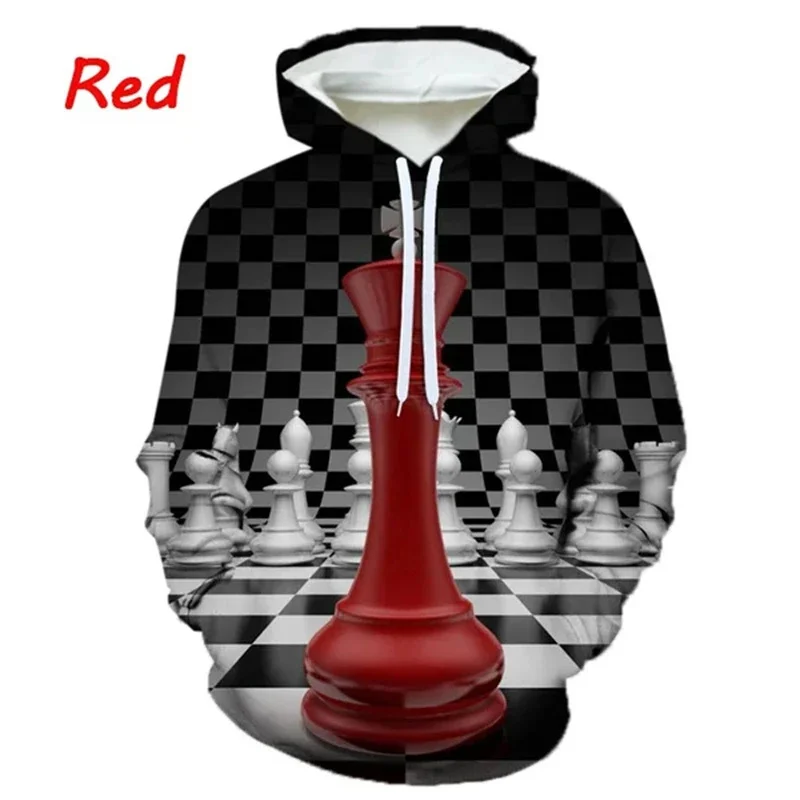 Creativity Chess Pattern Hoodie For Men Women Personality 3D Printed Long-Sleeved Casual Loose Hoodies Sweatshirt Tops Pullover