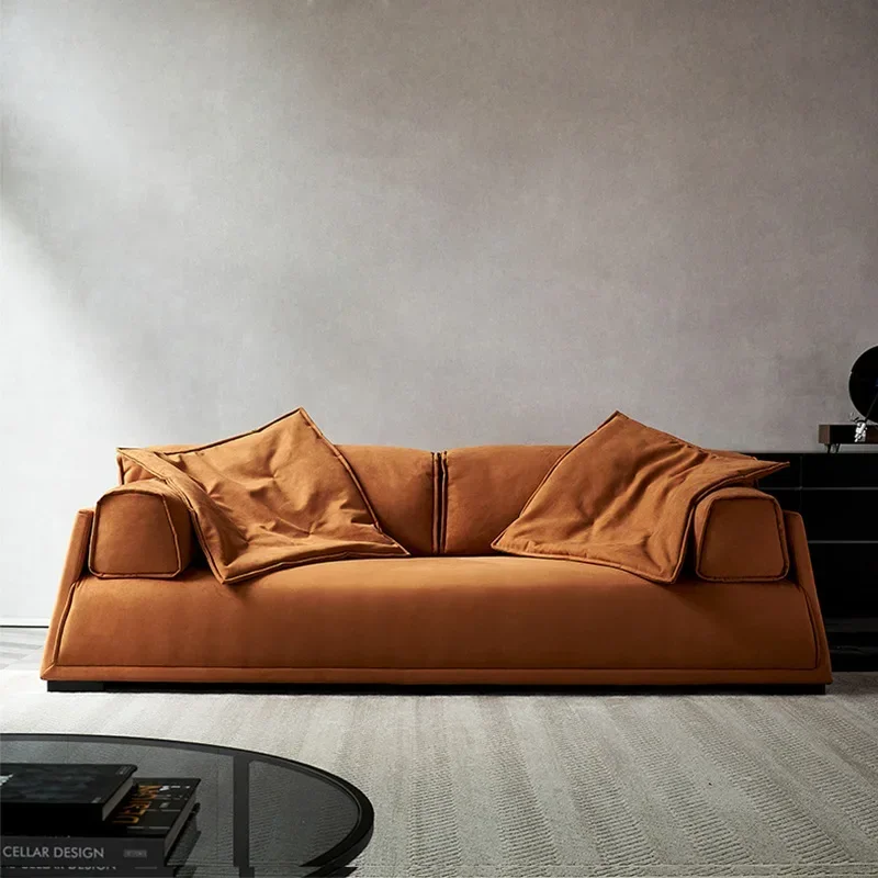

#Modern French minimalist design feeling soft living room dark shaped unique sofa