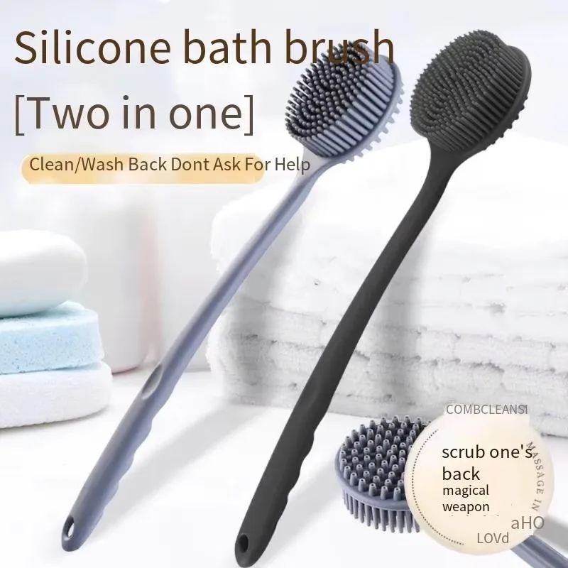 

Long Handle Back Scrubber Double Sided Silicone Body Bath Brush Shower Massage Exfoliating Tool for Dry Wet Mud Scrub