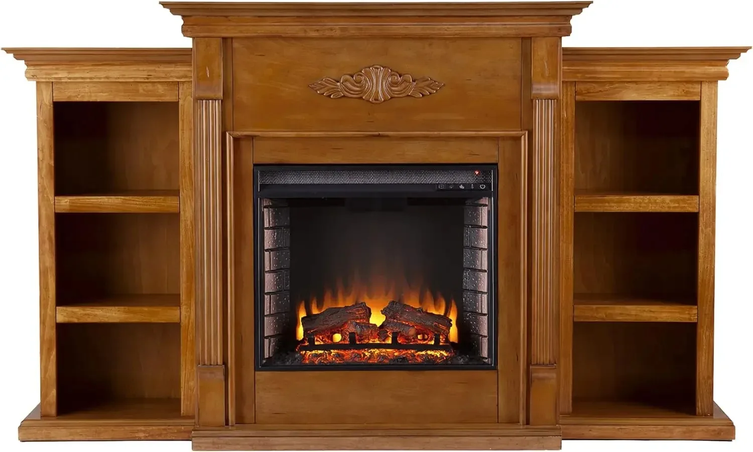 

Furniture Tennyson Electric Bookcases Fireplace, Glazed Pine