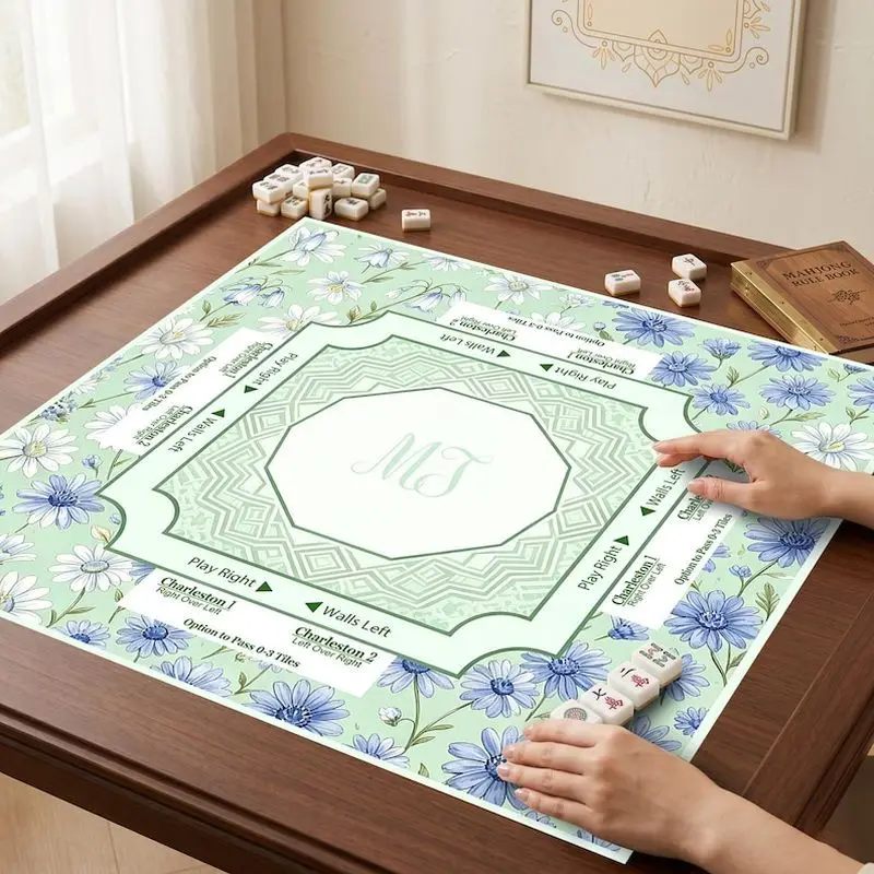VIKAMA green tropical monstera leaf non slip mahjong mat washable shock absorb for us play game room accent family game gift