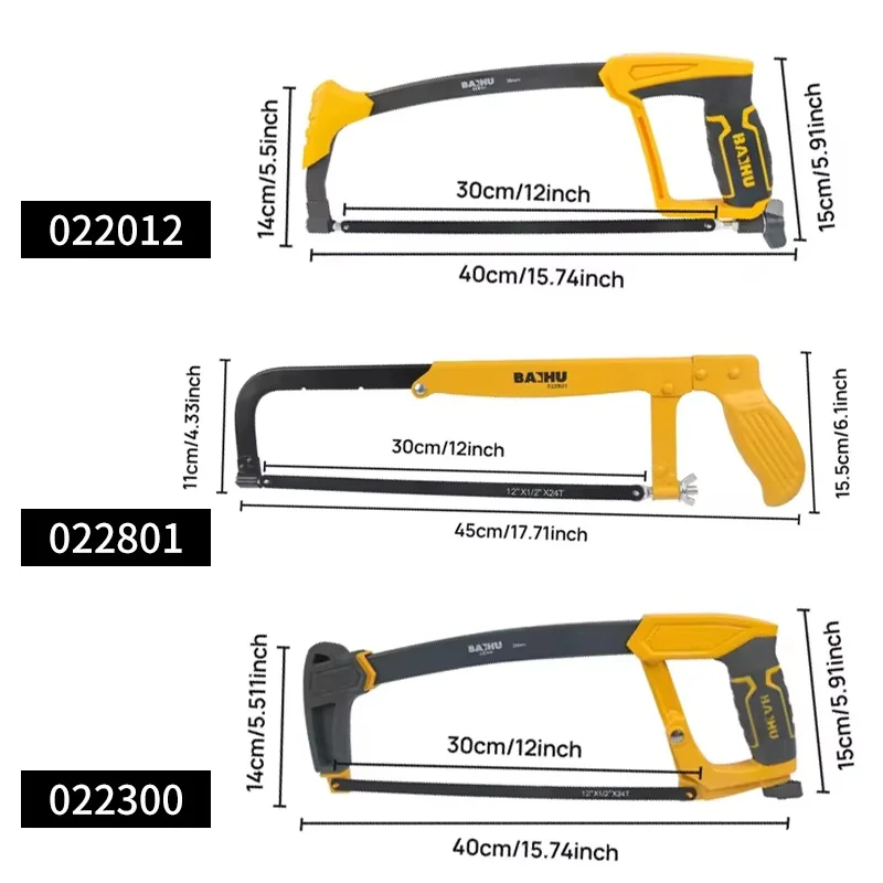 16/18 inch Hacksaw Heavy Duty Mini Hand Saw for Woodworking Metal Wood PVC Pipes Handsaw Hand Tools with 24PTI Saw Blade