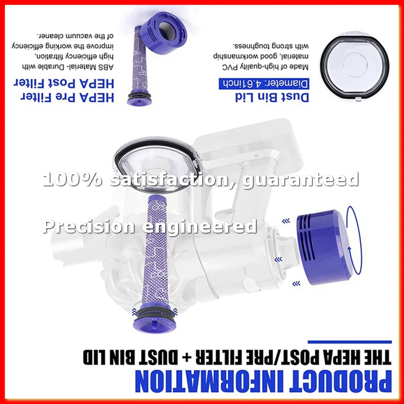 Dust Bin Lid with Sealing Ring for V7 V8 with Pre & Post HEPA Filter Set-ROWI
