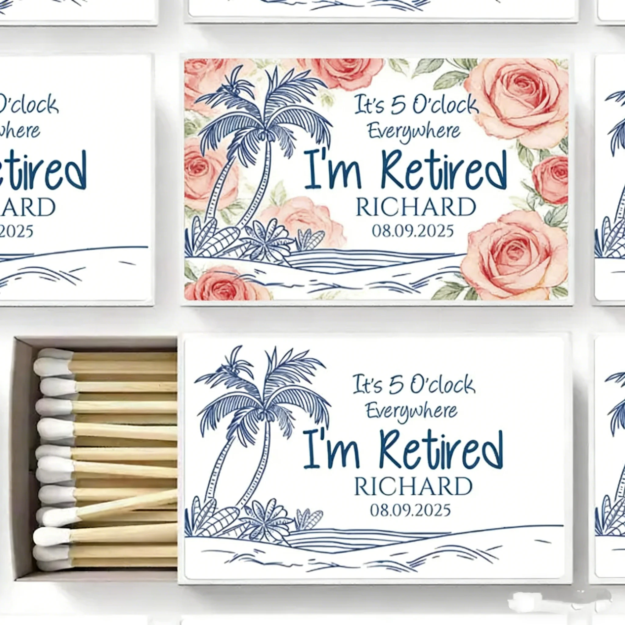 

Персонализированные спичечные коробки с надписью «Счастливого выхода на пенсию», индивидуальные сувениры для вечеринки по случаю выхода на пенсию сотрудников полиции и подарки для мужчин