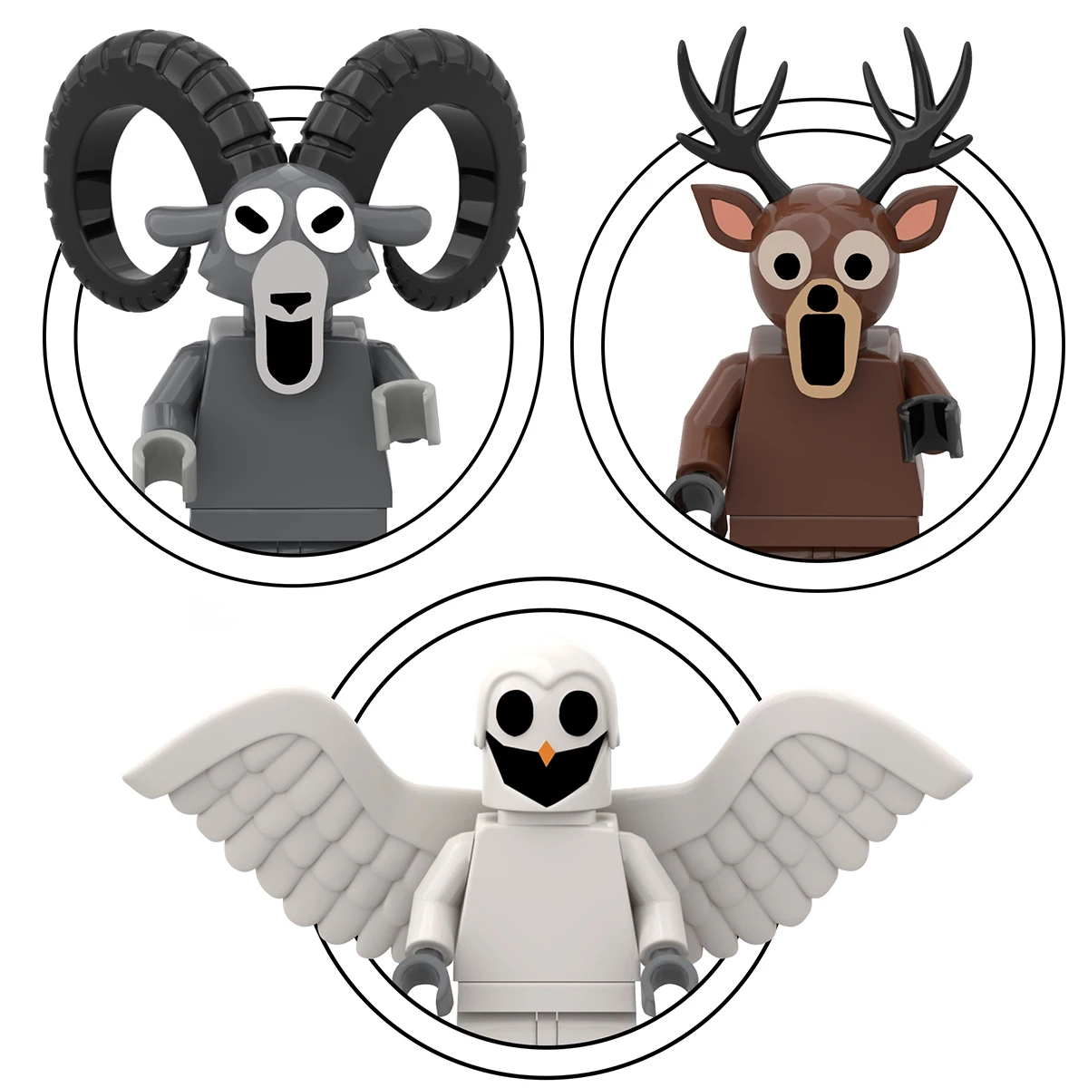 ألعاب مكعبات بناء غزال الغابة الجديدة 99 ليلاً، كتل نموذج الماعز على شكل بومة وحش الغابة، هدايا عيد الميلاد للأولاد