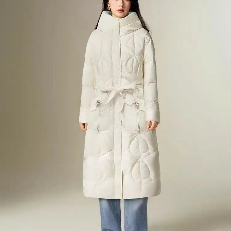 2025 European Winter New Women's Down Jacket Fashion Commuter High Street Hooded Slimming Jacket
