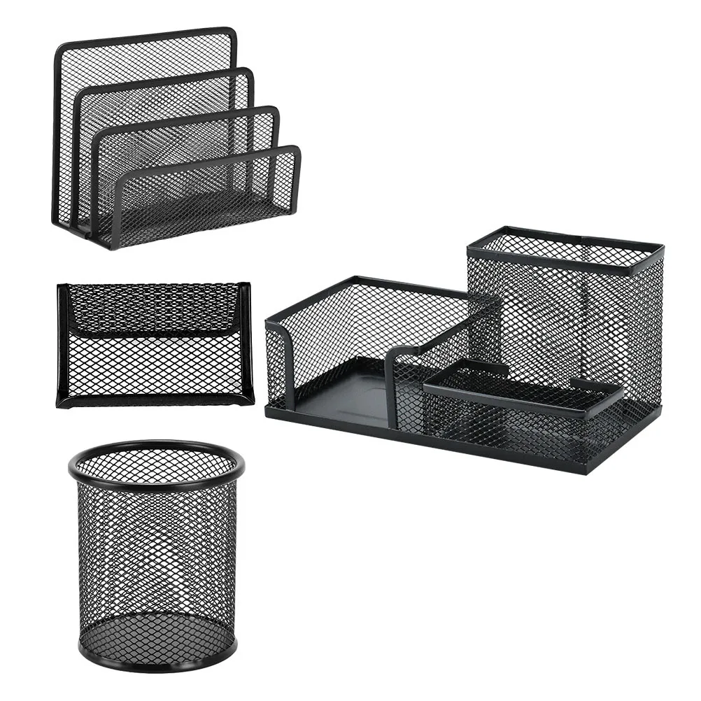 

1 Set Iron Pens Box Thickened Desktop Organizer Stationery Sundries Holder Business Cards Rack Letters Shelf Office Supplies