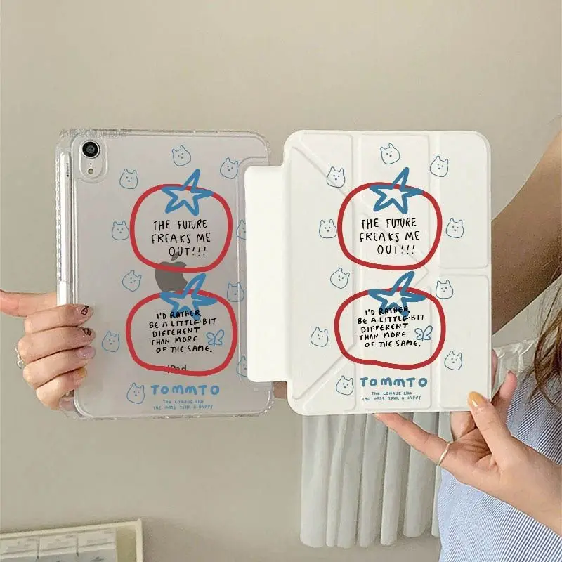 Smart Case with Pen Holder for Ipad Air 3 Generation 2019 Pro 11 2nd 3rd 4th Ipad 2017 2018 9.7inch 10.2 7th 8th 9th Gen Tomatoe