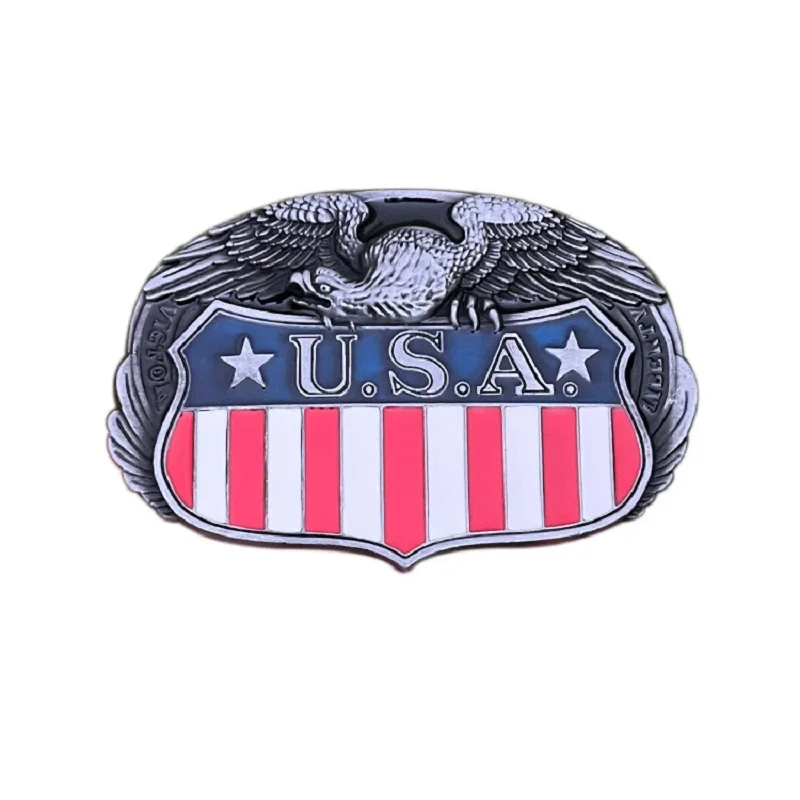 Oval belt buckle with rhinestone cross for men and women in Western style