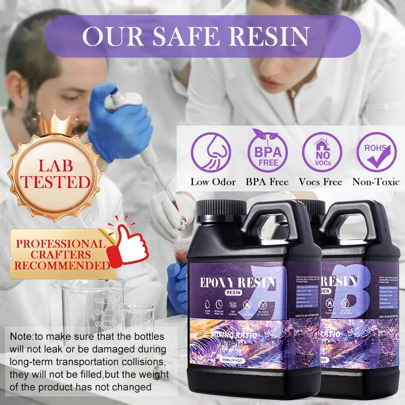Easy Mix Epoxy Resin Kit Crystal Clear-Not Yellowing No Bubble Self Leveling Casting & Coating Resin for DIY Jewelry Making