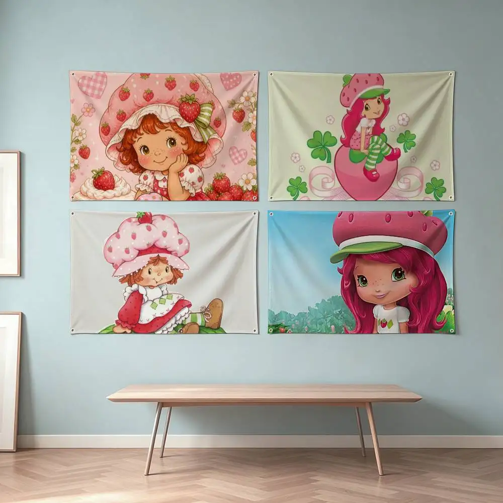 Strawberry S-Shortcake-GirL Doll Flags Wall Hanging Tapestry Outdoor Garage Room Decorative flag Background Blanket