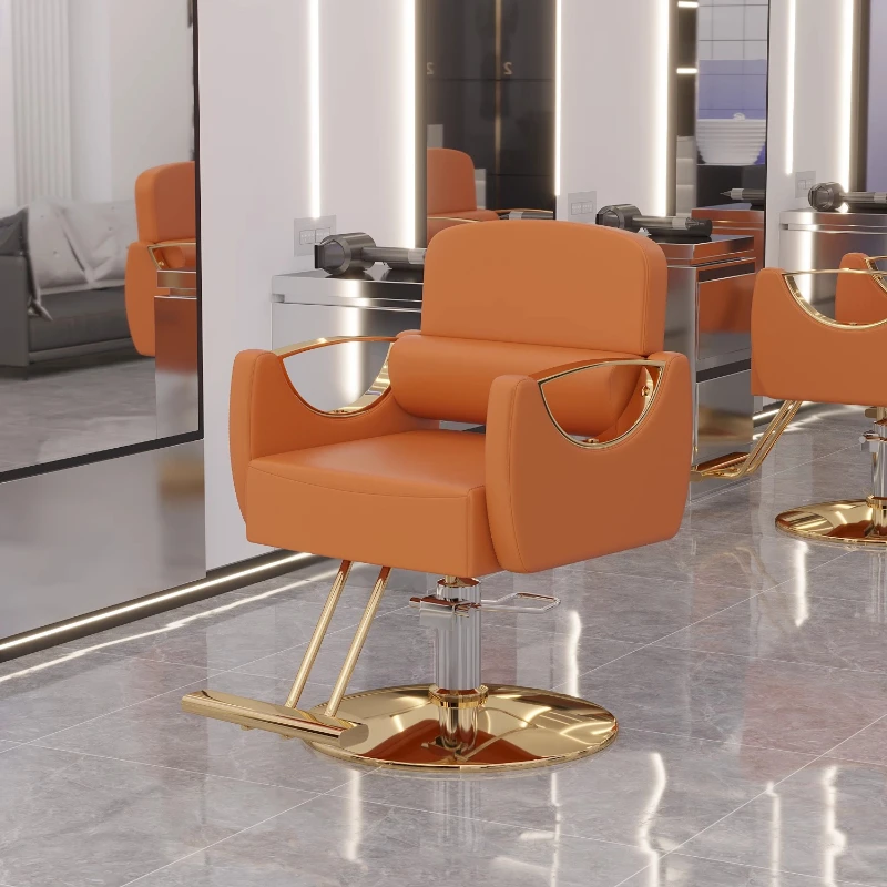 كرسي حلاقة مصفف الشعر كرسي حلاق ذهبي عتيق لقص الرموش دوار Cadeira De Barbeiro أثاث احترافي بدون أثاث برازيلي #4