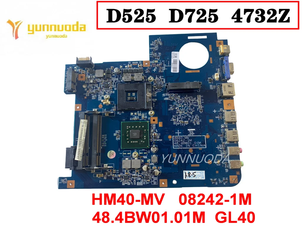 

HM40-MV 08242-1M 48.4BW01.01M For ACER Aspire D525 D725 4732Z Laptop Motherboard GL40 Tested Good Free Shipping