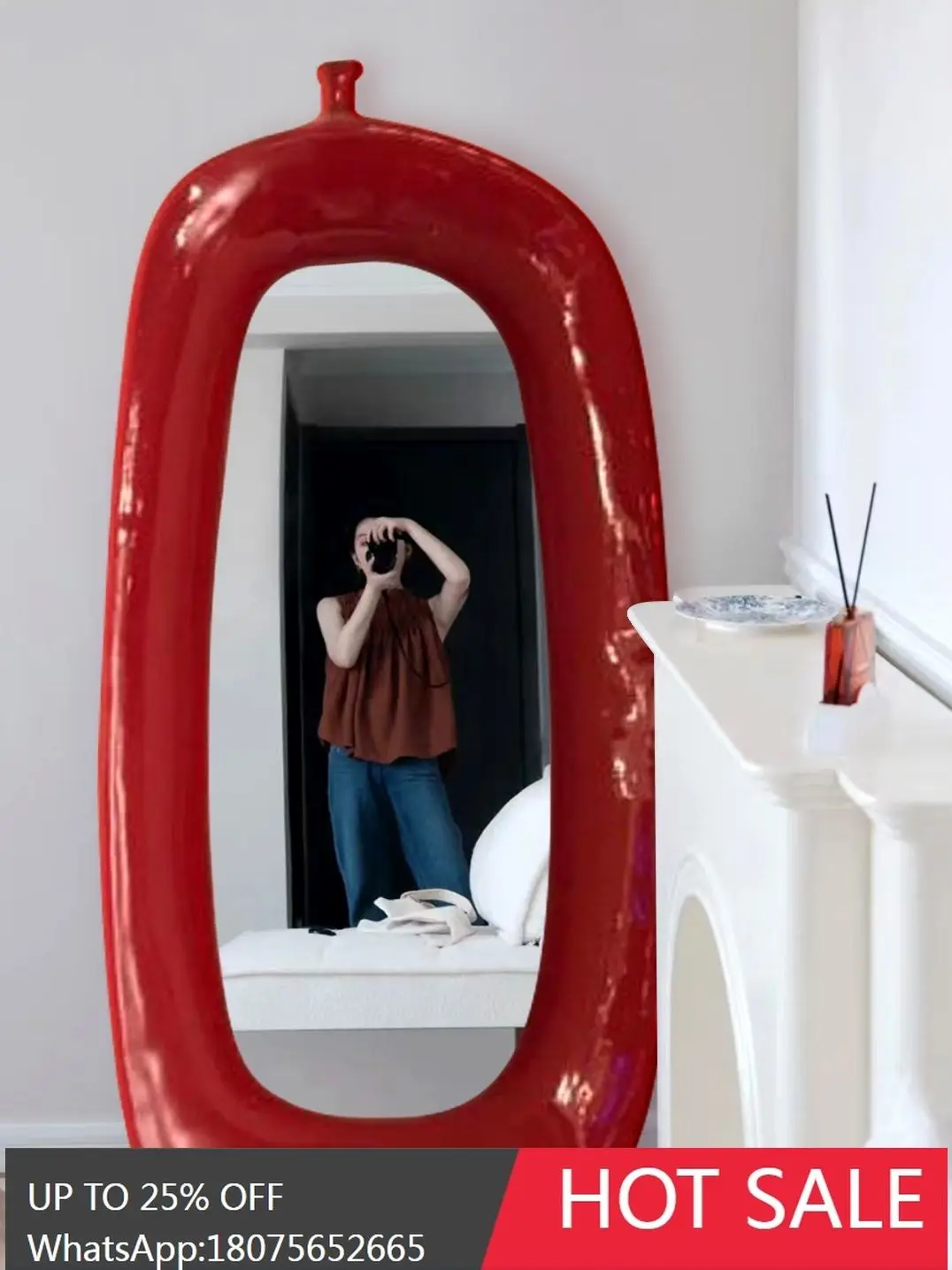 

HLZ European Style Irregular Full-Length Mirror High-End Floor Mirror Nordic Home Use Dressing Mirror for Women