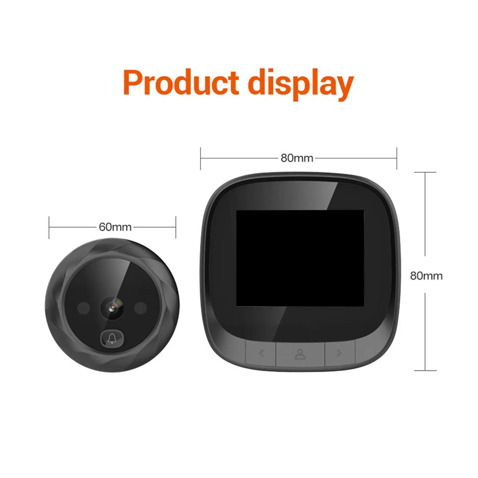 Campainha Visual Inteligente com Display LCD, Dispositivo Preto de Segurança Doméstica, Acessórios Inteligentes, C06, 2,4 polegadas