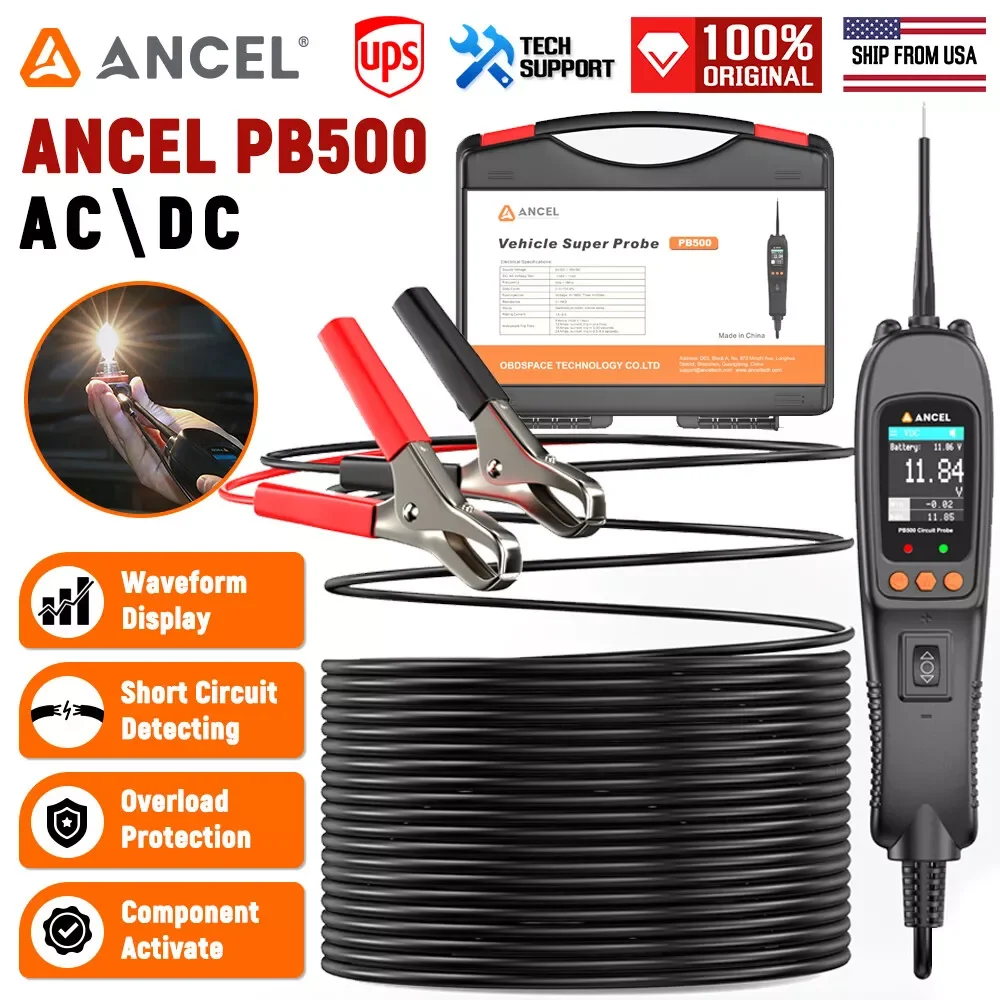 ANCEL PB500 Automotive Power Scan Probe Car Electric Circuit Analyzer 12V-24V Injector Tester Car Multi Meter Circuit Diagnostic