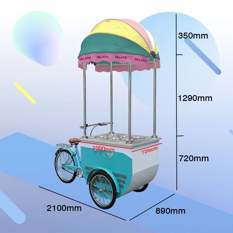 Retro snack cart three-wheeled ice cream truck ice cream ice cream stall cart mobile drink dessert event display