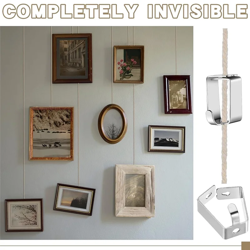 

AB66-20 Pack Adjustable Picture Hanging Hook Rail Hanger Hooks For Art Hanging Systems And Other Picture Display Systems
