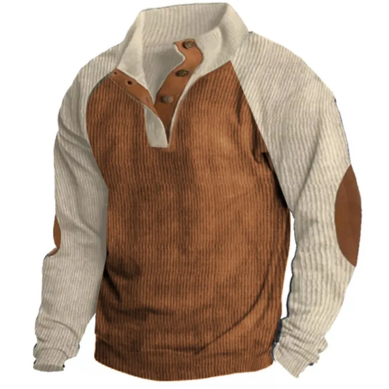 Autumn Men's Outdoor Rough Sleeves Casual Stand-Up Collar Sports Sweater Top