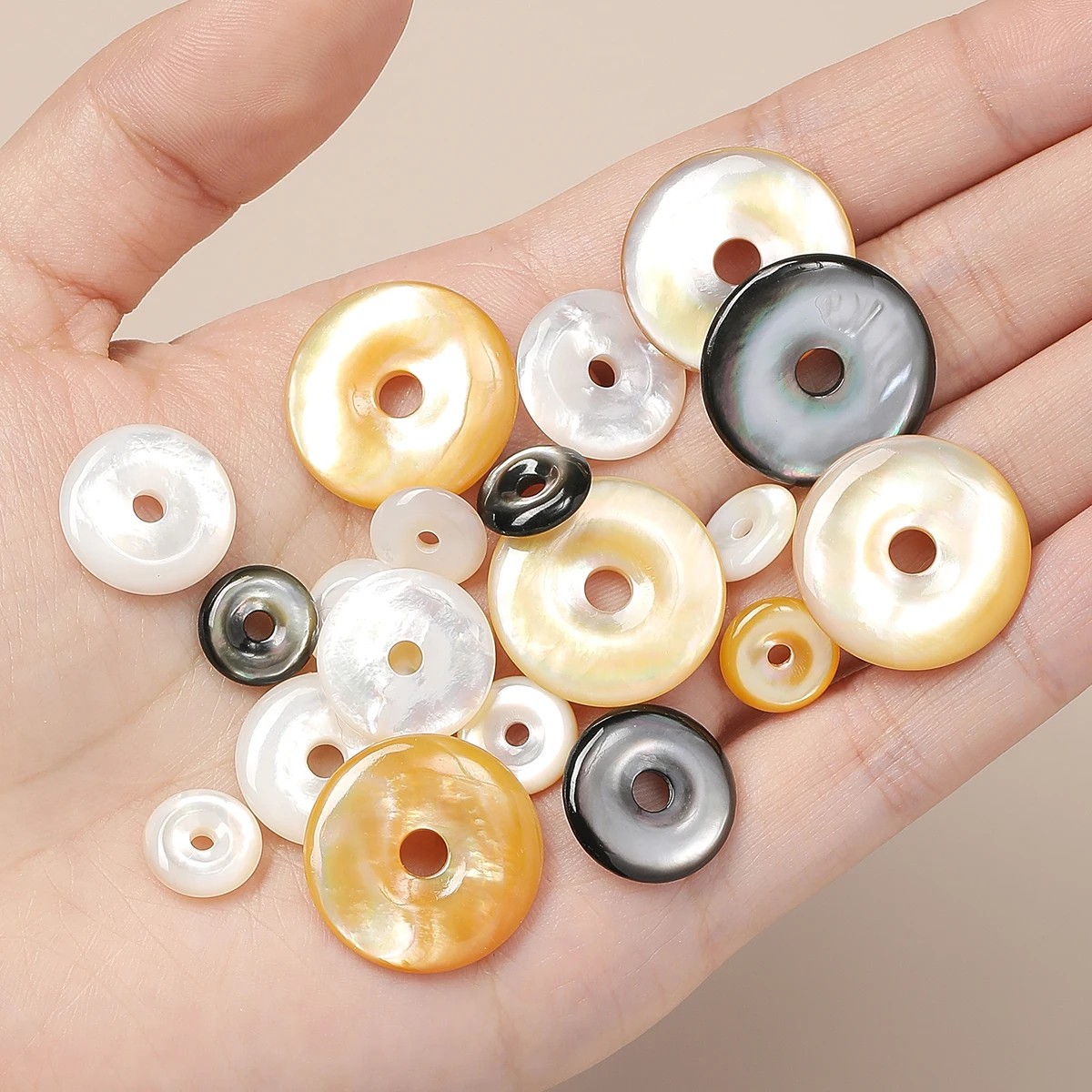 

1 Pc Natural White Shell Carved Peace Button Shape Bead With Hole Spacer Bead for Jewelry Making DIY Necklace Bracelet Accessory