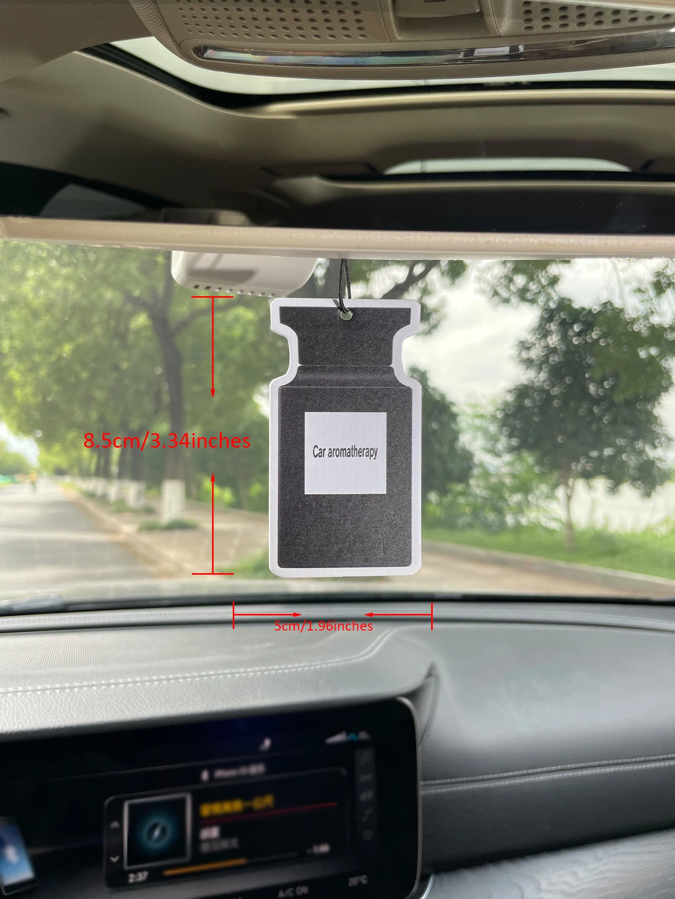Black Perfume Bottle Shaped Hanging Car Air Freshener, Plant‑Natural Extract Scent Alcohol‑Free Fragrance Card, Long‑Lasting 60‑