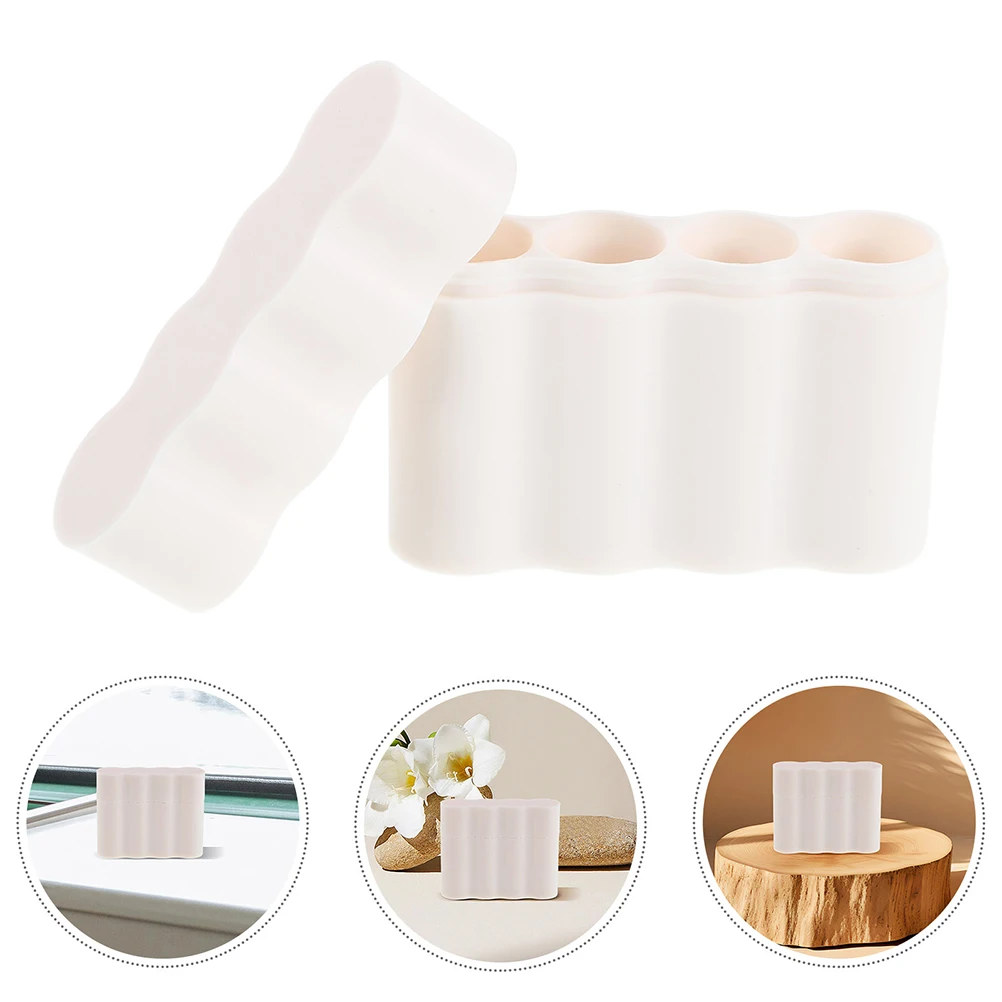 

2pcs White 4-Slot Plastic Storage Box Protective Organizer Case For Travel Outdoor Rvs Camper Portable Holder