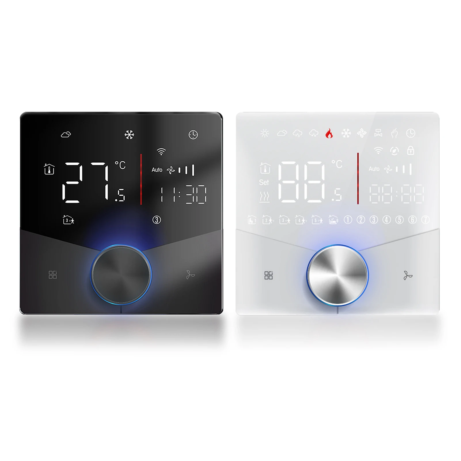 WiFi Air Conditioner Thermostat LED Panel Air Conditioner Temperature Controller Color Light Knob Multi Functional for Indoor