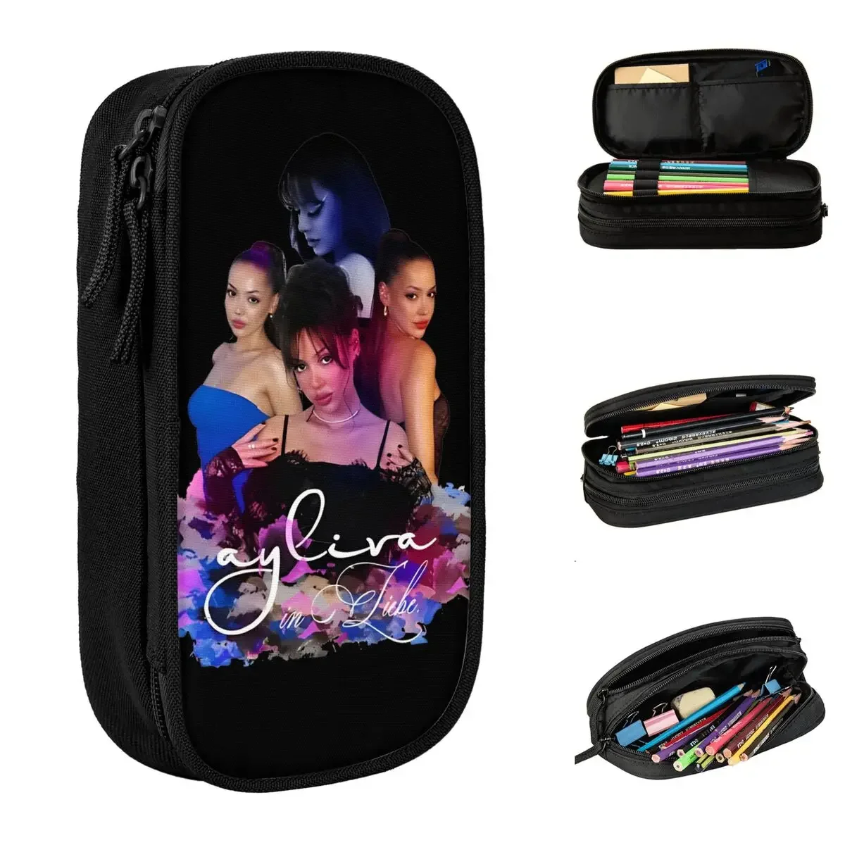 

Ayliva In Liebe Music Pencil Cases Pop Singer Pencilcases Pen Holder for Student Large Storage Bag Office Zipper Stationery