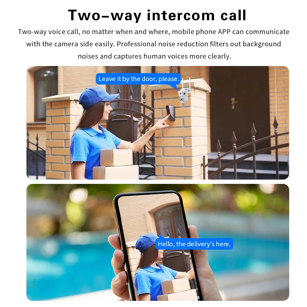 3 MP kabellose Überwachungskamera für den Innen- und Außenbereich, Fernglas mit mehreren Linsen, Zwei-Wege-Gegensprechanlage, Nachtsicht-Fernbedienung, Babyphone