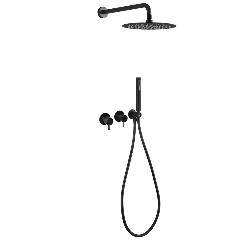 

Душевая лейка серо-черная, настенный душевой комплект Tuqiu, скрытый душевой смеситель из матового золота, набор с круглым клапаном