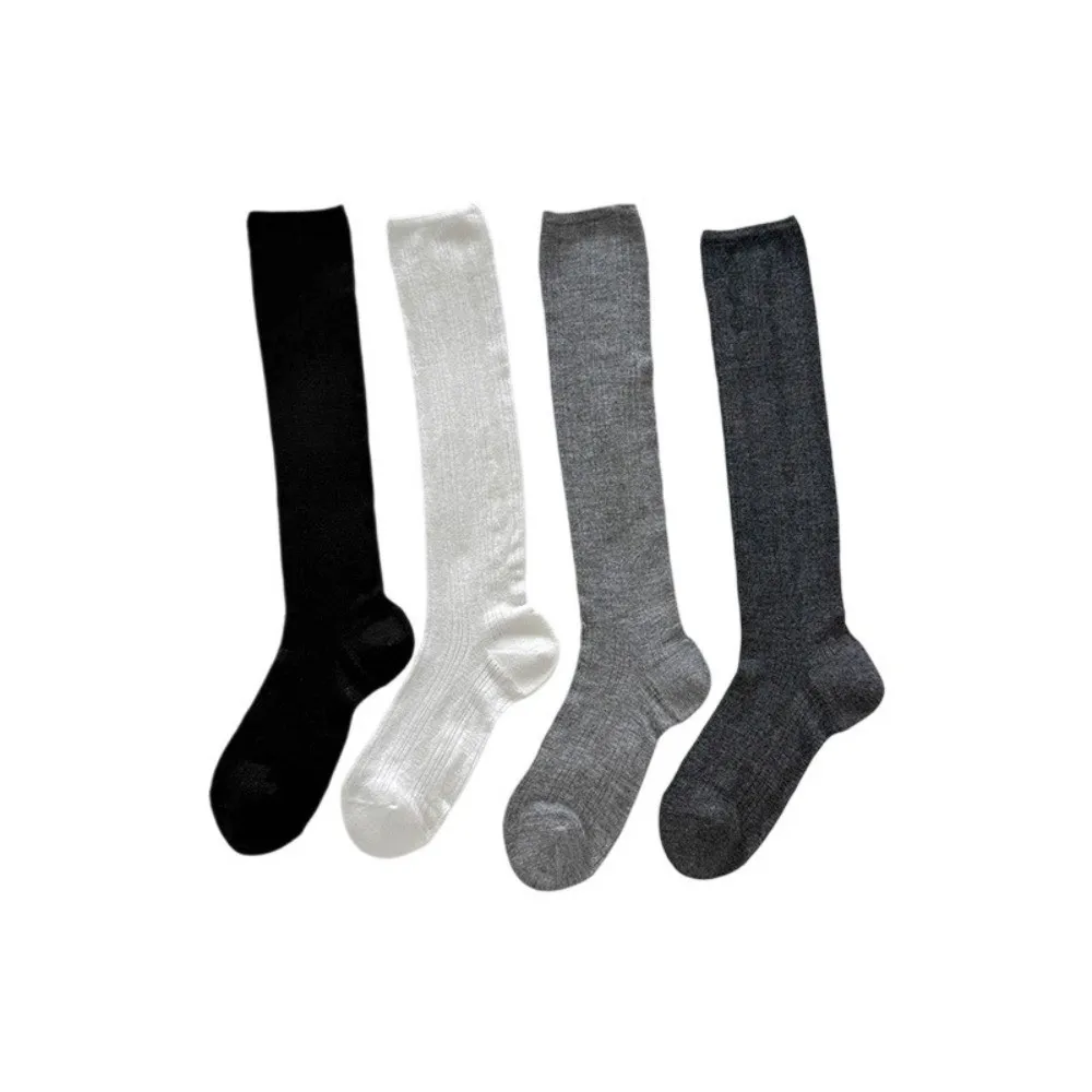1 Pair Thin Diamond Slouch Socks Diamond Hollow Out Breathable JK Long Socks Slimming Light Compression Hollow Knit Socks