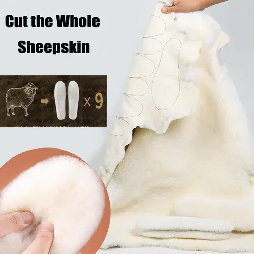 Genuine Sheepskin Fleece Insoles Men Women Winter Thick Cashmere Thermal Real Wool Insoles for Shoes Inner Soles for Snow Boots - Image 2