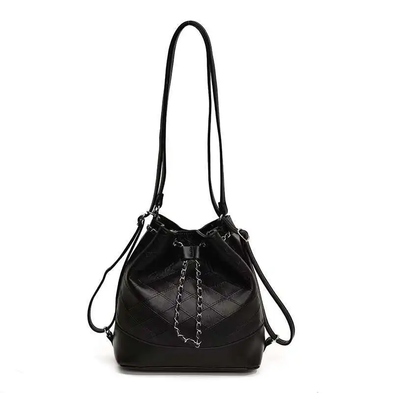 Shoulder Women's Backpack Bag Student Class Drawstring Bucket For Women New Korean Version Trendy Large Capacity High-End Sense