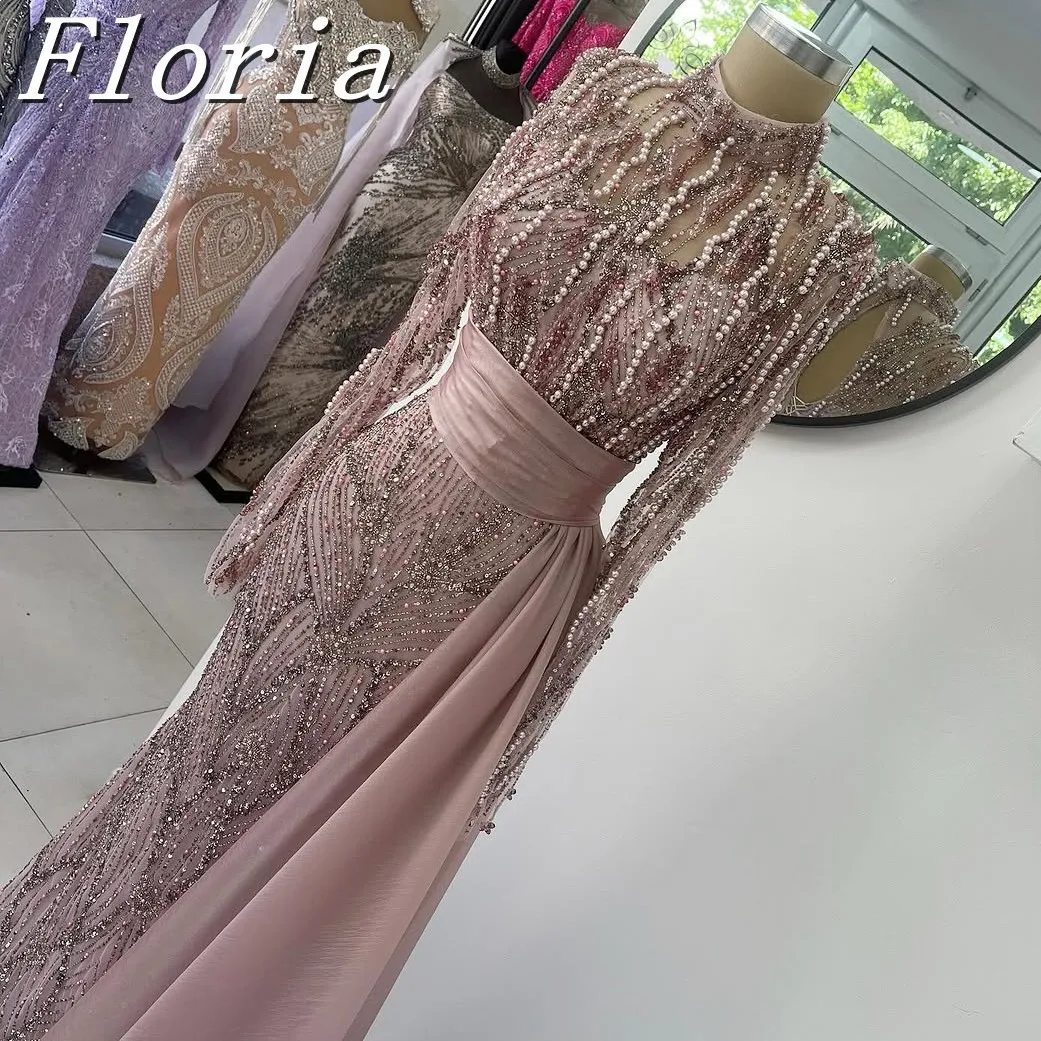 คริสตัลหรูหราชุดราตรี Heavy ลูกปัดหมั้นพิเศษ Party Robe De Soiree คริสตัลที่กําหนดเอง