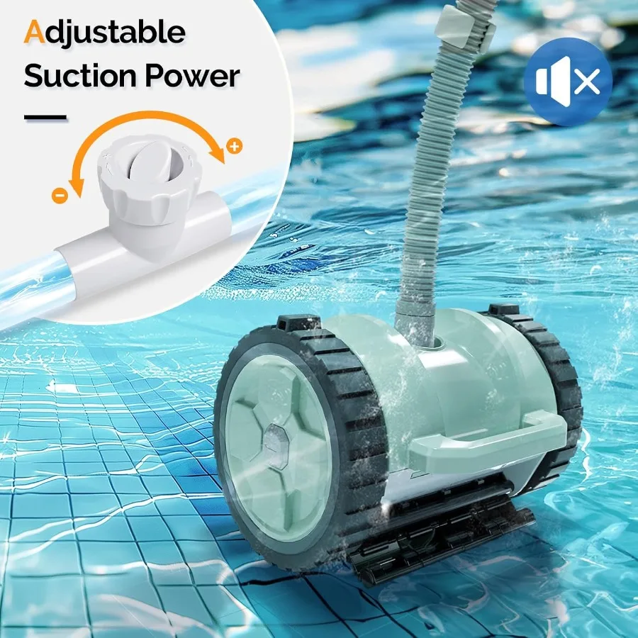 Pembersih Kolam Otomatis untuk Kolam Dalam Tanah, Vacuum Kolam SuctionSide dengan Selang Anti Kusut 40FT yang Kuat untuk Memanjat Dinding, Operasi Ultra Senyap