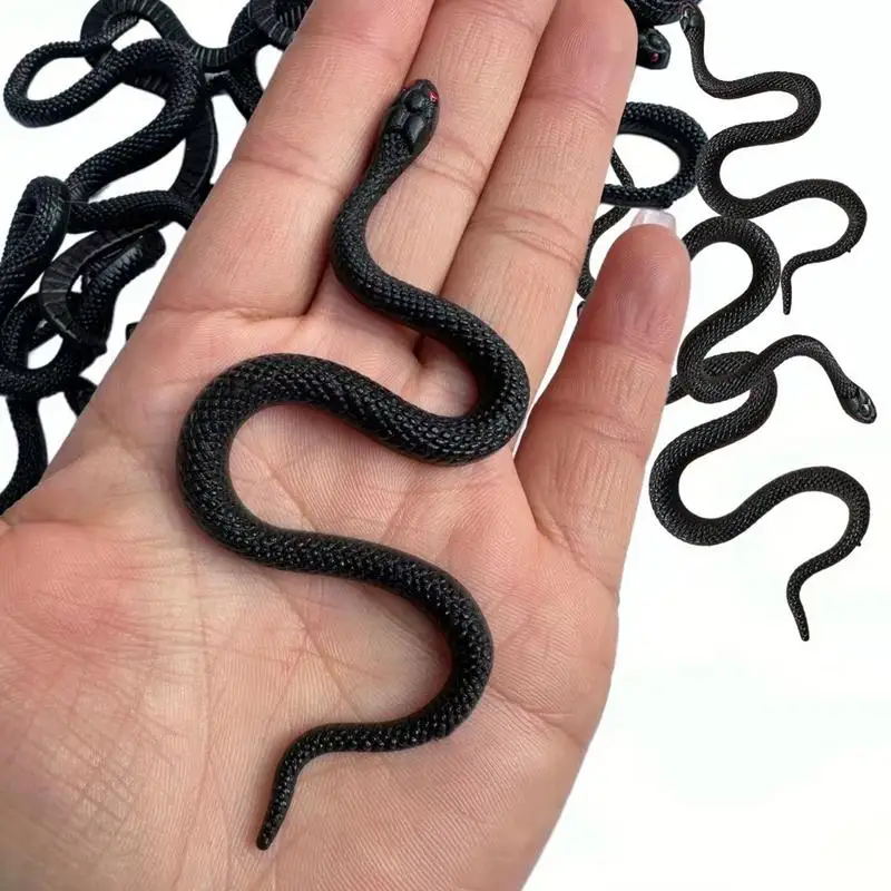 Snake Toys For Kids Fake Rubber Black Snake Prank Halloween Snake Toys Funny Prank Props Lightweight Rain Forest Snakes For