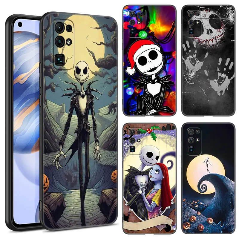 Jack Skellington Black Silicone Phone Case For Honor 70 90 Lite X40 GT X50 i X5 Plus X6A X6S X7A X8A X8B X6 X7 X8 X9 4G X9A X9B