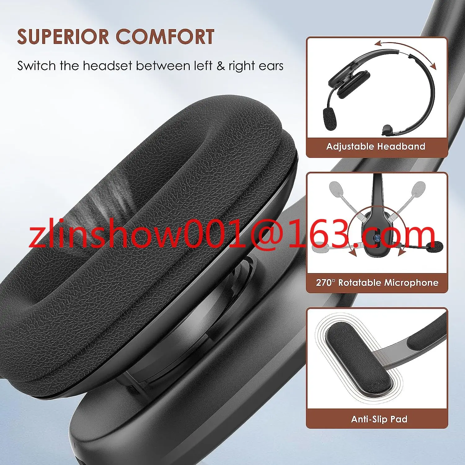 Truckers Dect Bluetooth Headset Office Call Center H1 Wireless Headset with Microphone