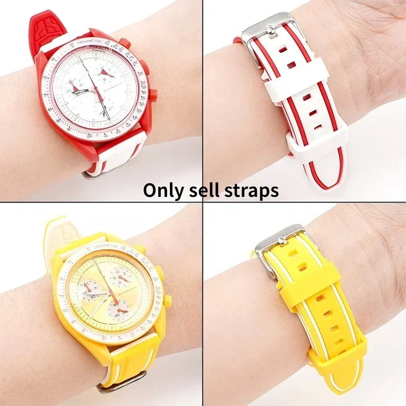 20mm Colorful Silicone Watch Strap for OMEGA for Swatch for MoonSwatch Rubber Band Bracelet Mercury Saturn Wrist Belt Men Women