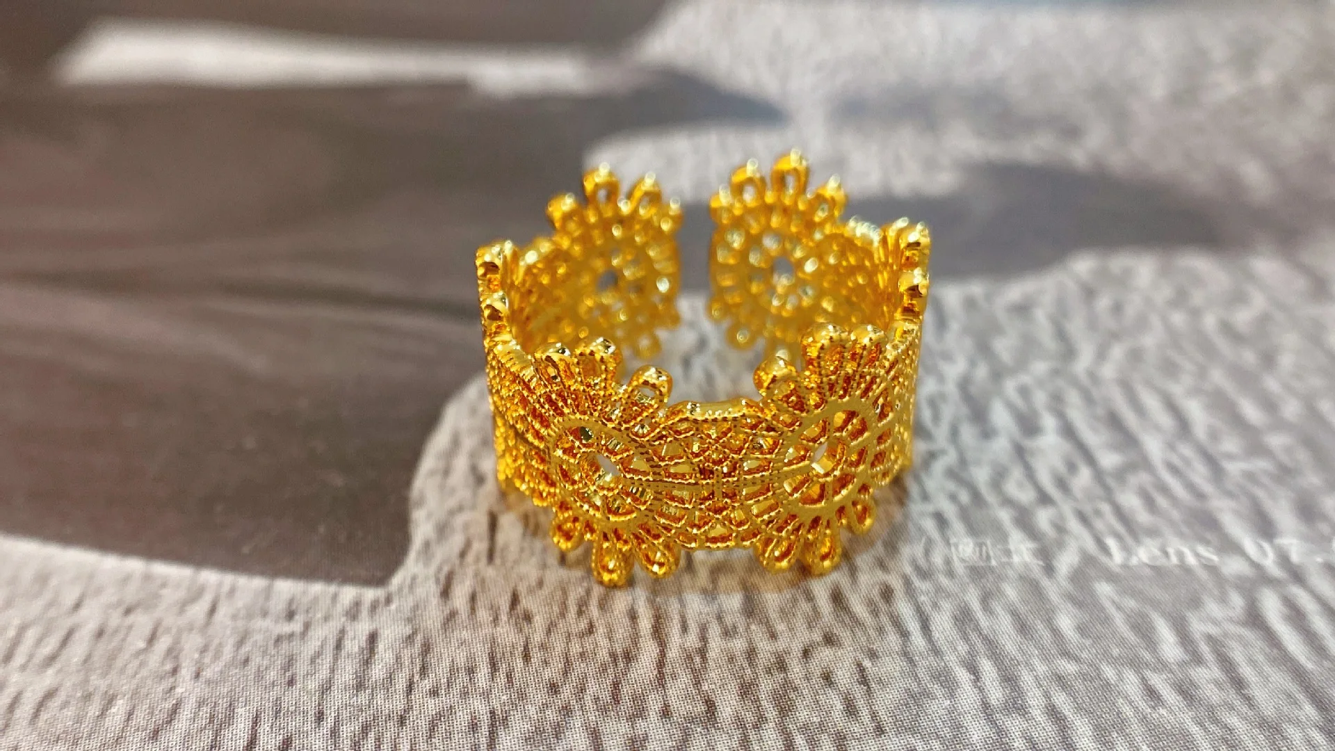 Spitze stil offene ende ringe flora muster aushöhlen gold überzogene finger band