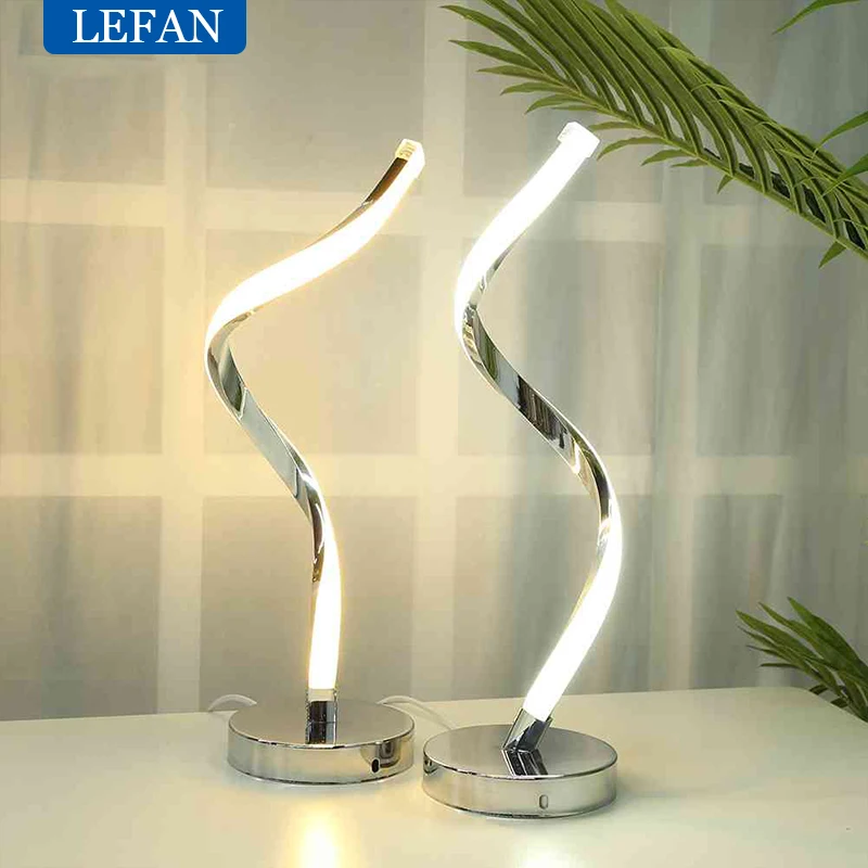 Imagem -03 - Modern Led Espiral Table Light White Warm Light Sala de Estar Acrílico Metal Proteção para os Olhos Leitura Learning Desk Abajur Lamp